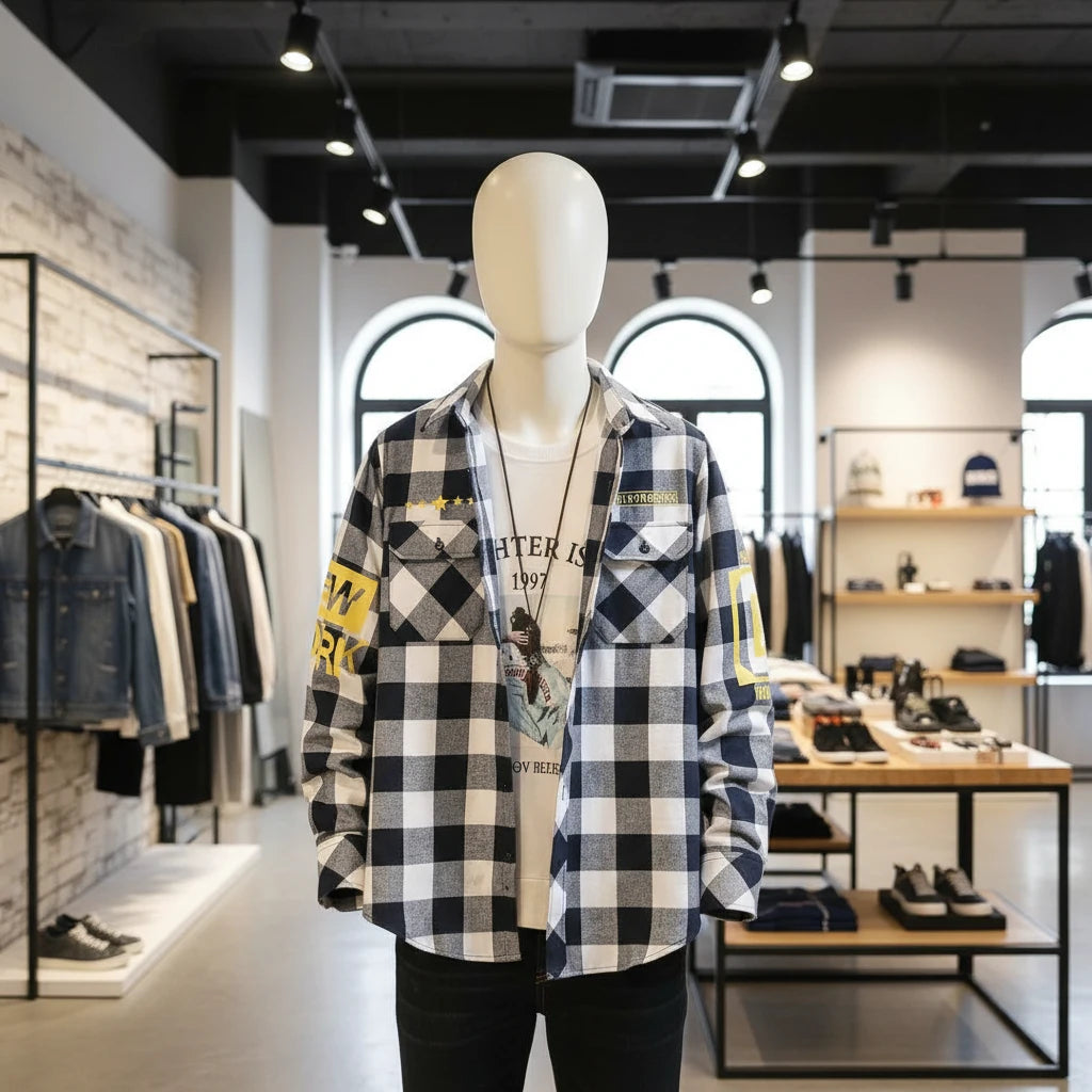 Slim Fit Casual Plaid Shirt for Men