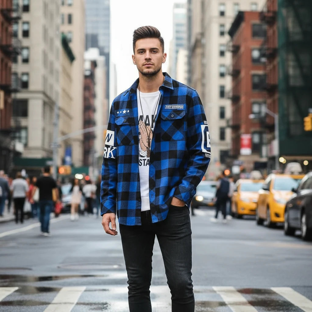 Slim Fit Casual Plaid Shirt for Men