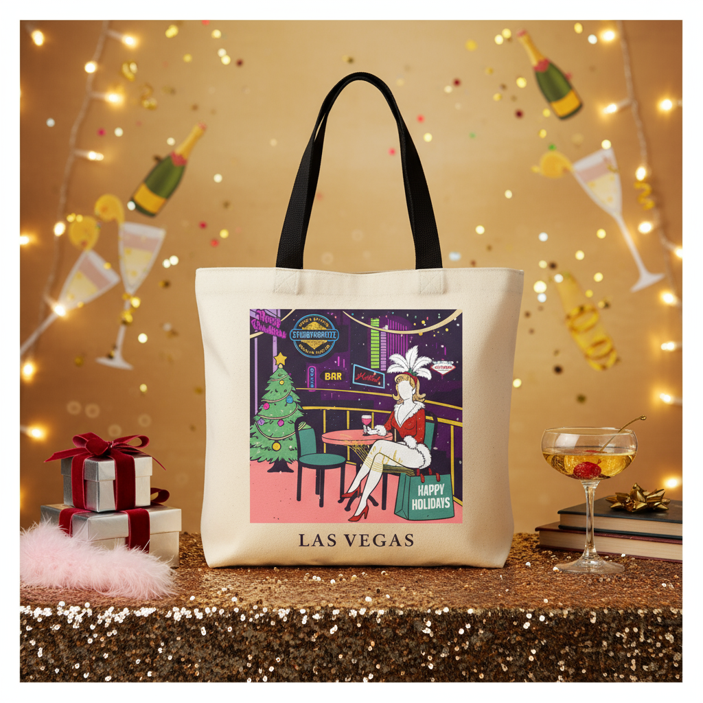 Las Vegas Showgirl Tote Bag in glamorous setting