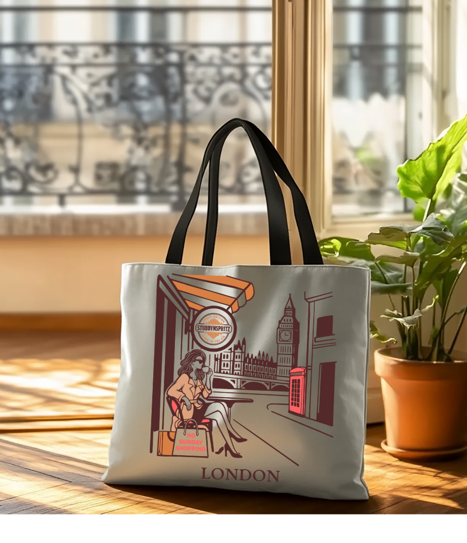 London Retro Tote Bag Premium Polyester Limited Edition