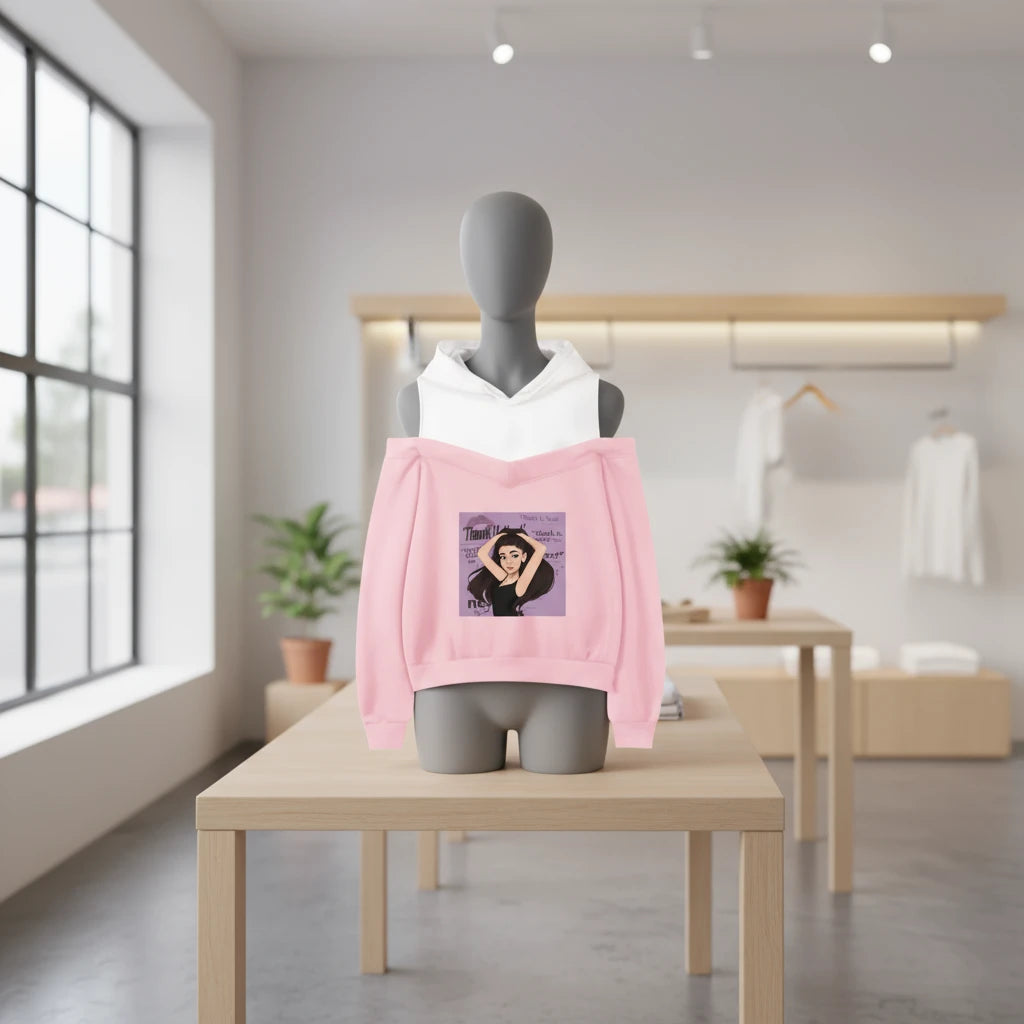 Ariana Grande Style Women's Off-Shoulder Hoodie