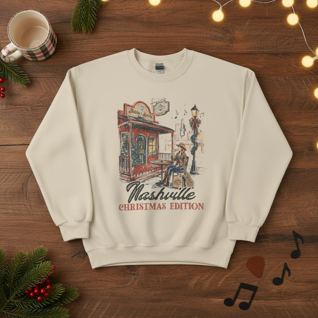 Nashville Christmas Edition Sweatshirt - Flat lay product shot