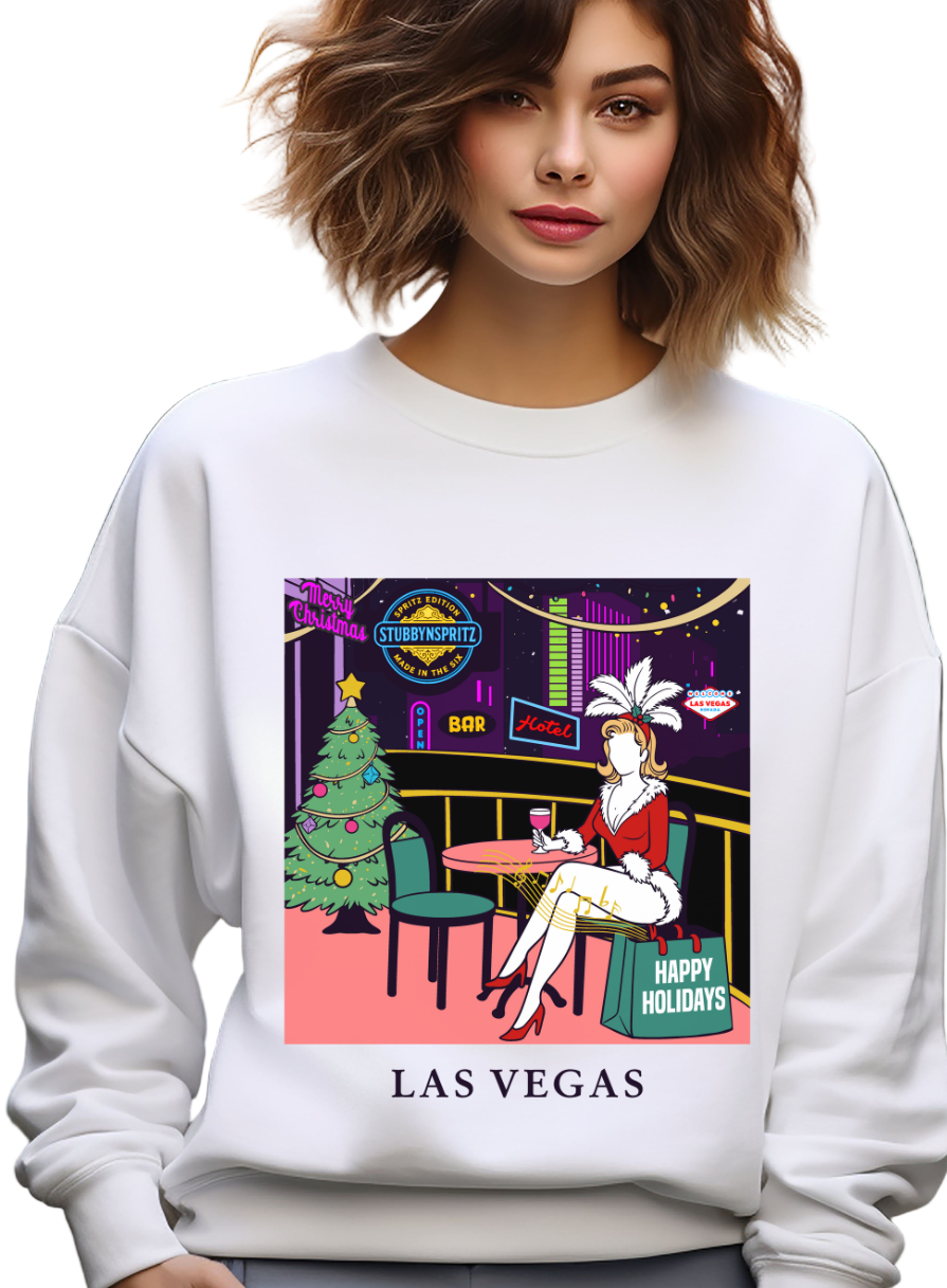 Las Vegas Showgirl Heavy Blend Crewneck Sweatshirt Retro Holiday Collection Limited Edition