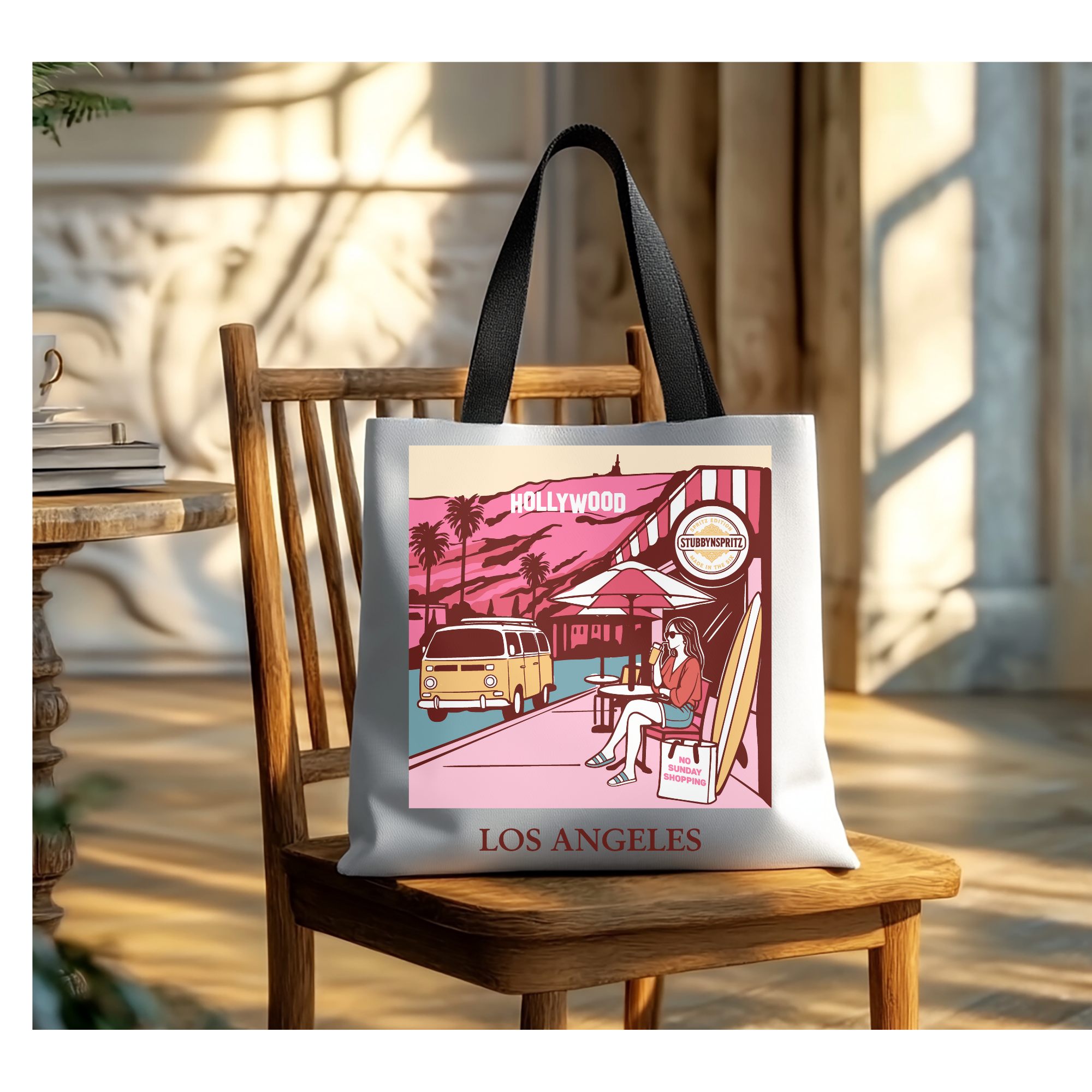 Los Angeles Hollywood Graphic Tote Bag Canvas Collection Limited Edition Premium Urban Craft