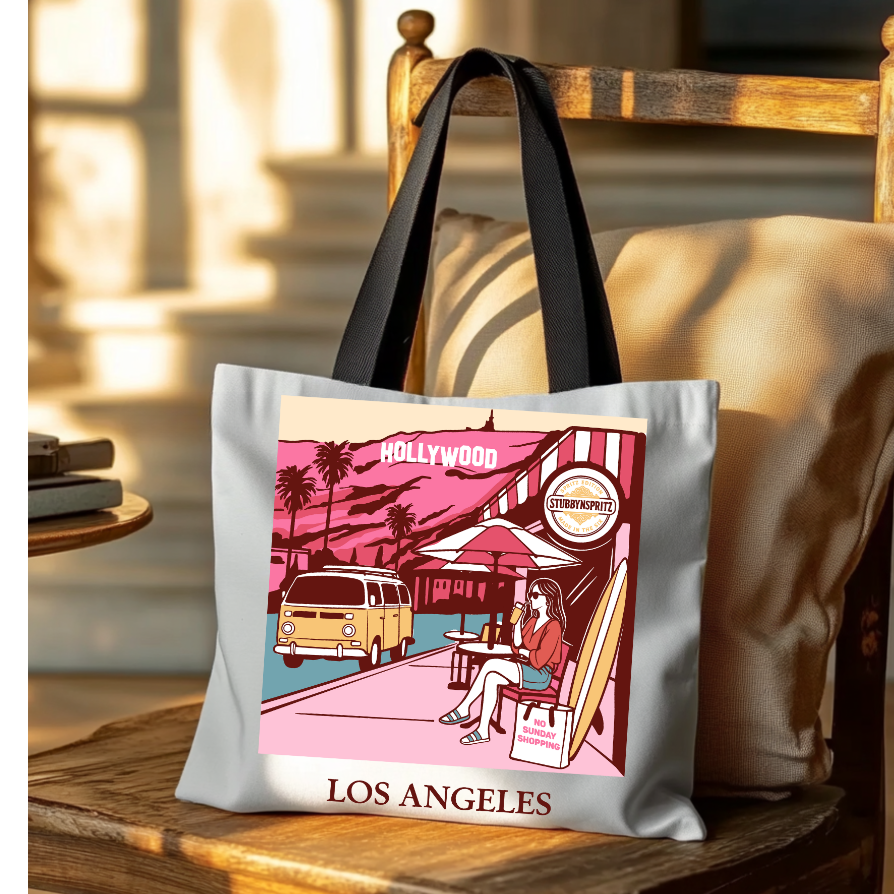Los Angeles Hollywood Graphic Tote Bag Canvas Collection Limited Edition Premium Urban Craft