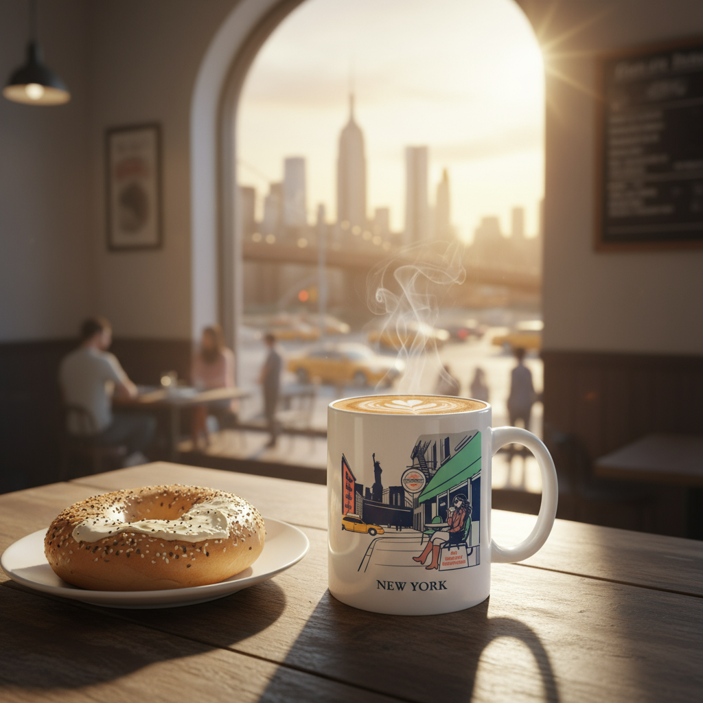 NYC Cafe Ceramic Mug: New York City Souvenir Gift