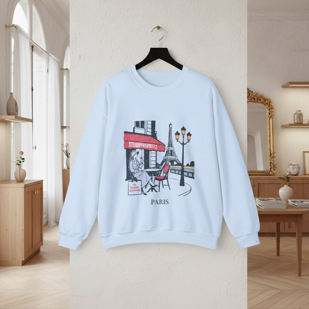 Paris Cafe Sweatshirt: Eiffel Tower Graphic Pullover, French Style