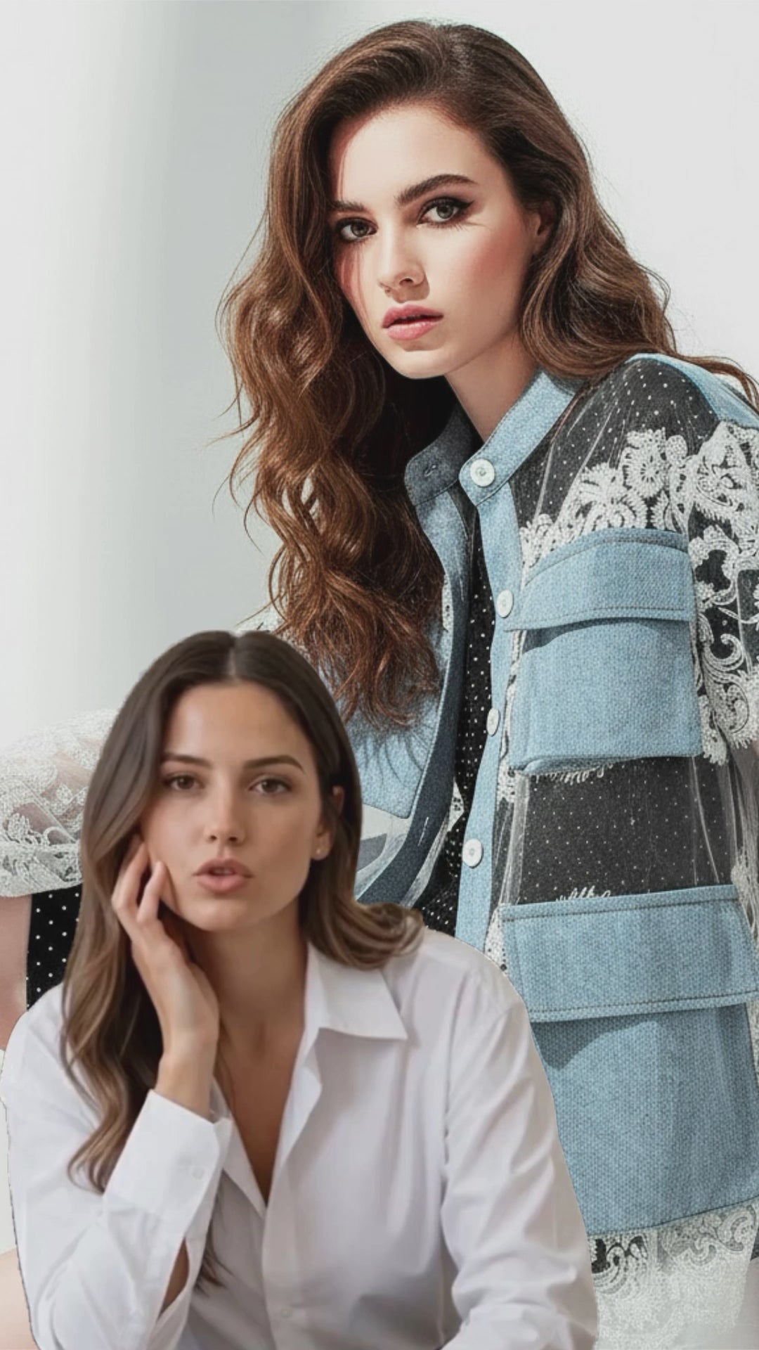 Denim Jacket With Lace Trim Exclusive Edition Oversized Timeless Allure Collection