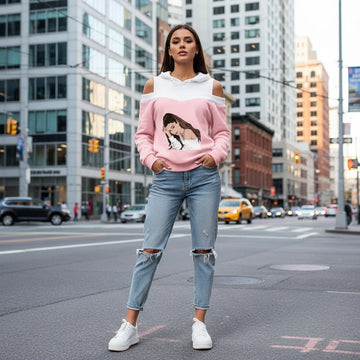 Ariana Grande Style Women's Off-Shoulder Hoodie