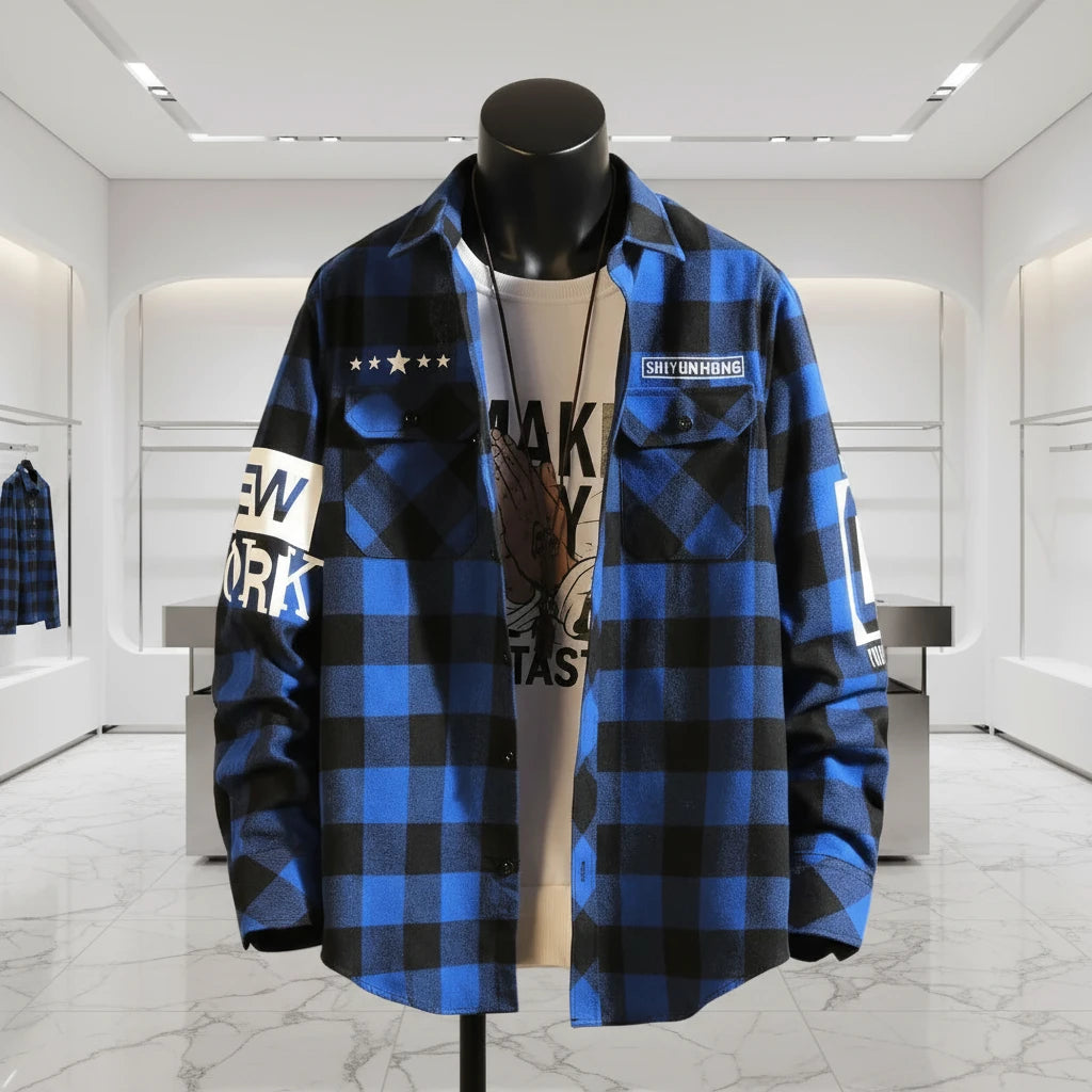 Slim Fit Casual Plaid Shirt for Men