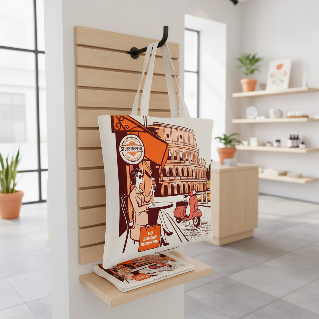 Travel Tote Bag Italian Cafe Scene Collection Durable Polyester Exterior Limited Edition