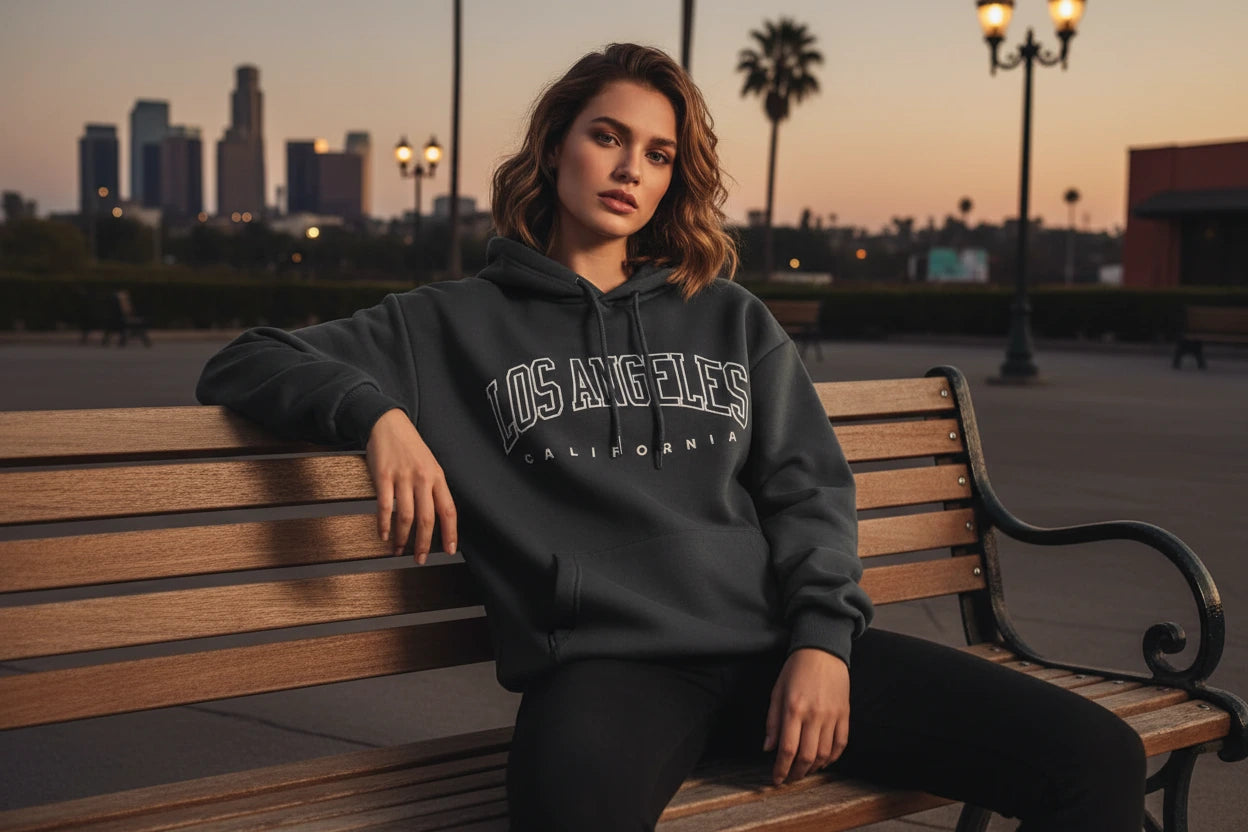 Los Angeles California Letter Print Womens Hoodie Pullover