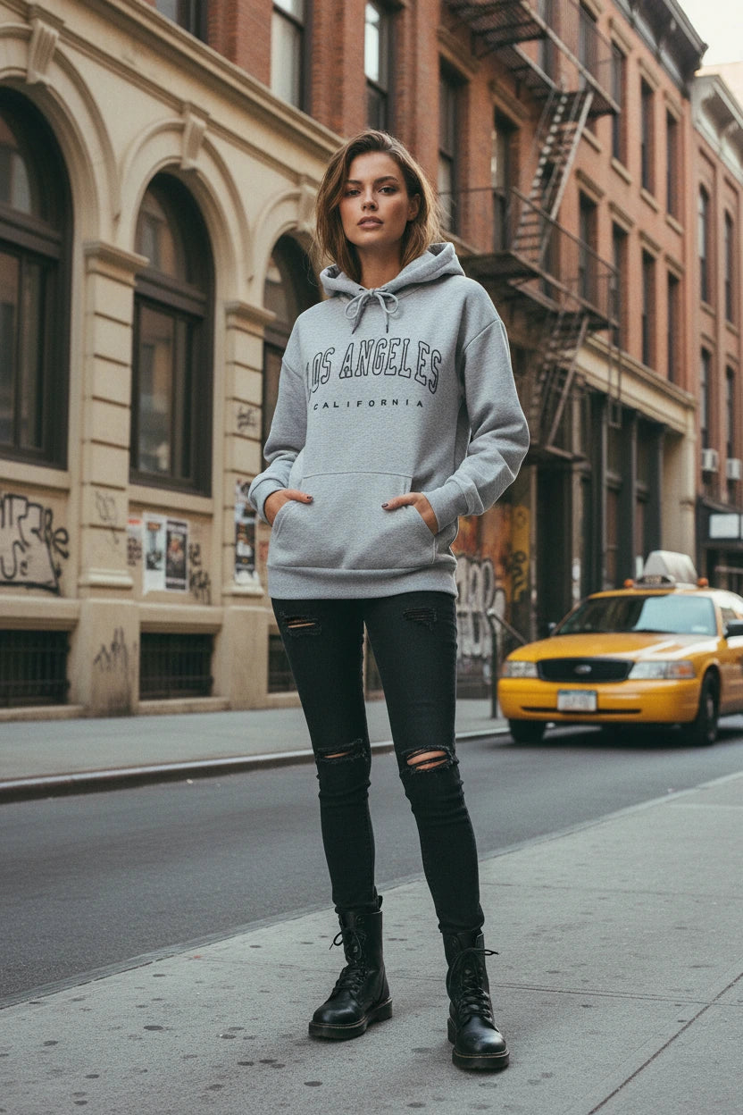 Los Angeles California Letter Print Womens Hoodie Pullover