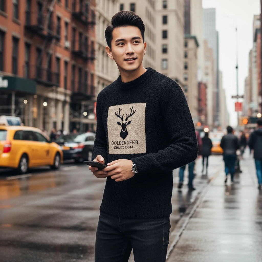 Men's Fashionable High Neck Warm Knit Sweater